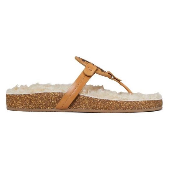 Tory Burch Miller Cloud Genuine Shearling Flip Flop Flats Sandals Size 8 - Picture 3 of 13